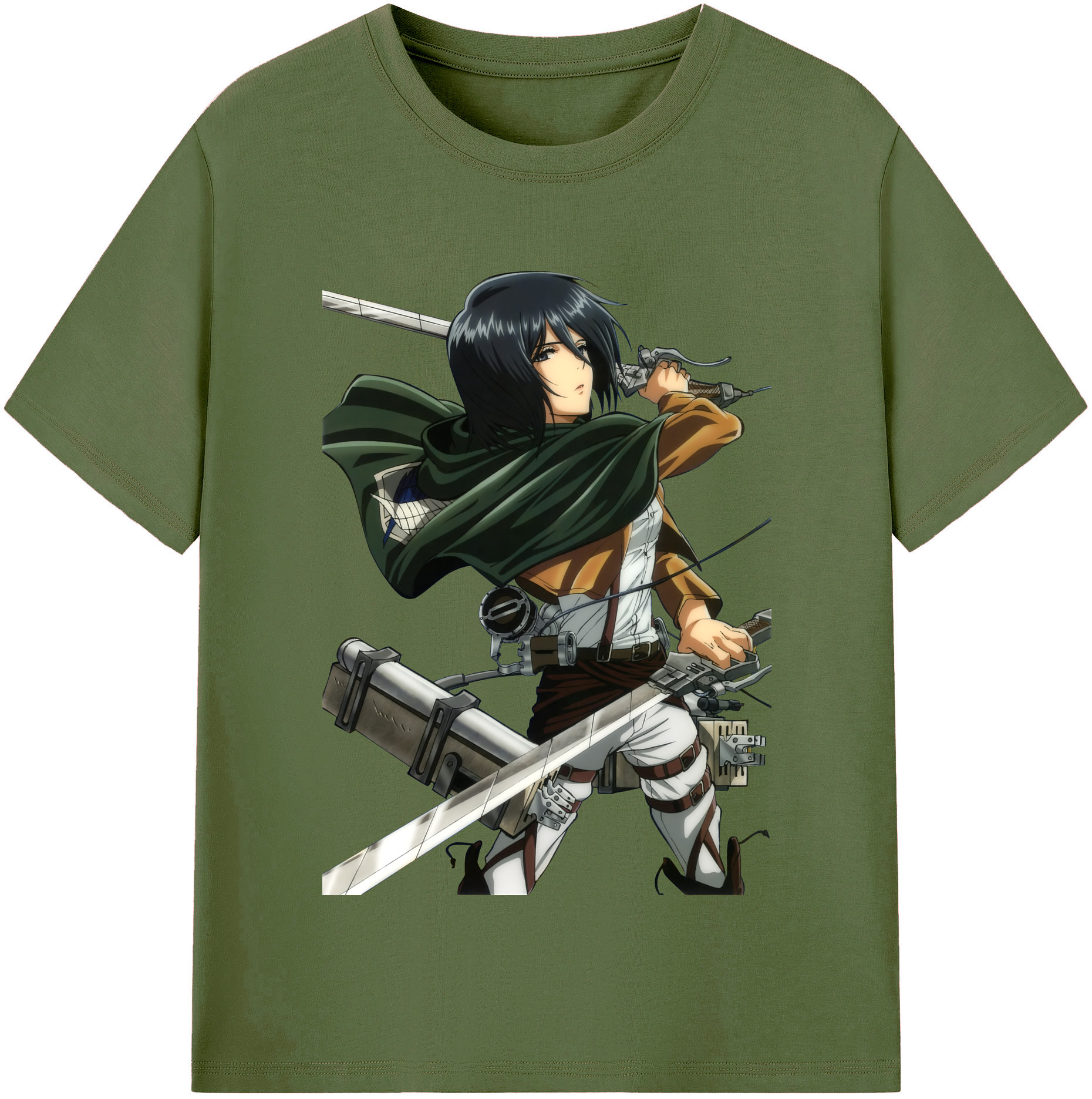（画像用） 進撃の巨人 ミカサ·アッカーマン Attack on Titan Mikasa Ackerman 綿100％半袖Tシャツ（フロントプリント）